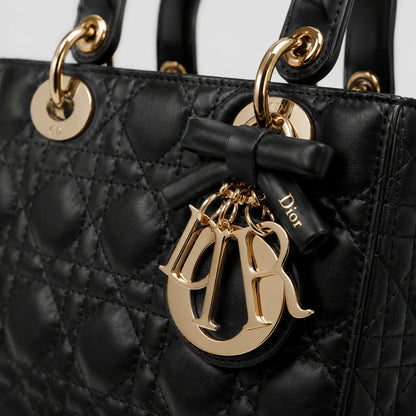 Lady Dior Cannage Lammleder Schwarz — Henkel und Trageriemen | Luren Authentisch